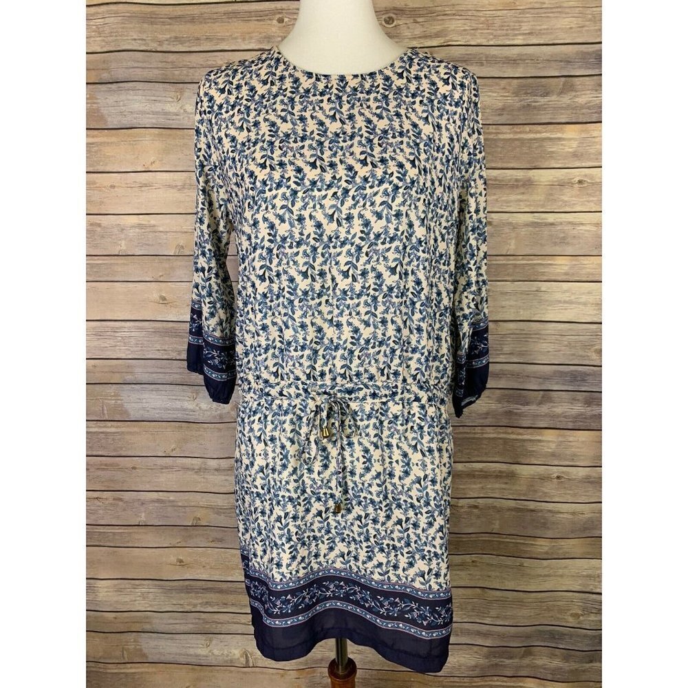 Prato Womens Dress Size 2 Tie Waist Floral Border